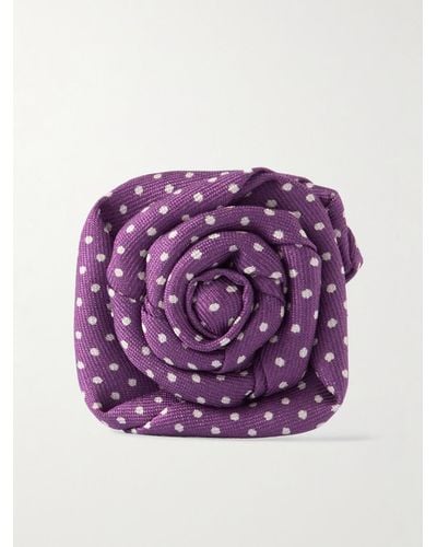 Charvet Polka-dot Silk-faille Lapel Pin - Purple