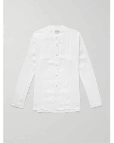 Oliver Spencer Ashcroft Grandad-collar Linen Shirt - White