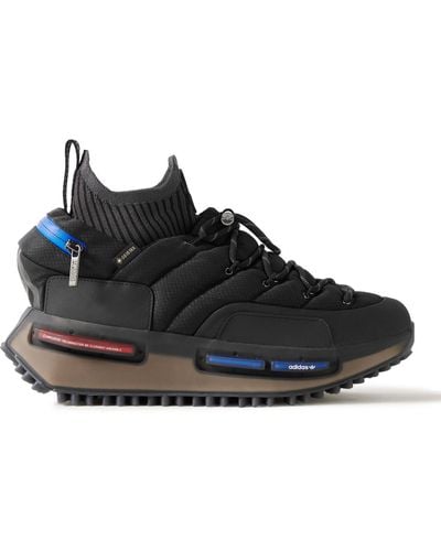 Moncler Genius Adidas Originals Nmd Runner Stretch Jersey-trimmed Quilted Gore-textm High-top Sneakers - Black