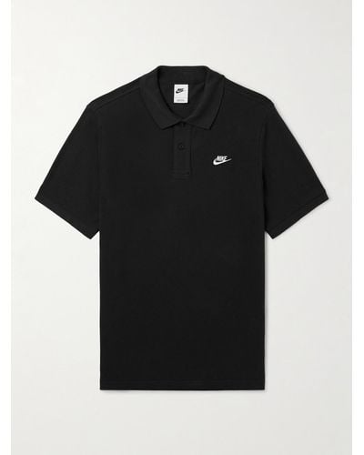 Nike Club Logo-embroidered Cotton-piqué Polo Shirt - Black