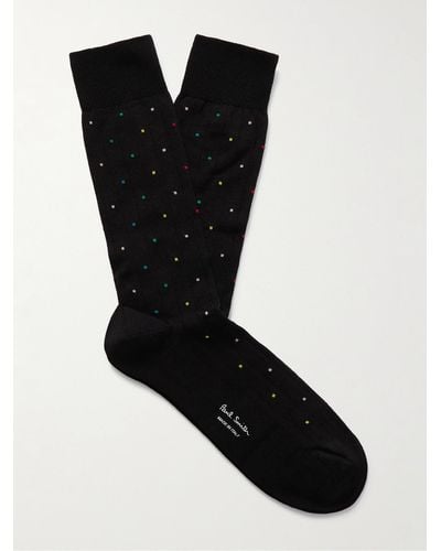 Paul Smith Socken aus Jacquard-Rippstrick aus einer Baumwollmischung mit Punkten - Schwarz