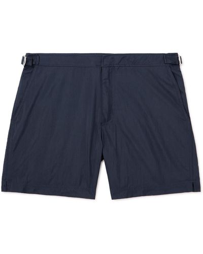 Incotex Straight-leg Mid-length Logo-appliquéd Swim Shorts - Blue