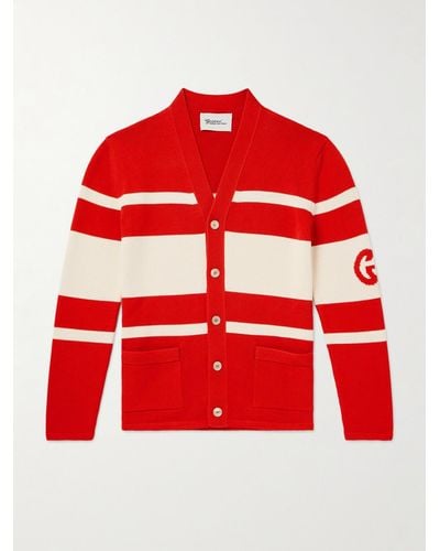 Gucci Knit Cotton Cardigan With Interlocking G - Red
