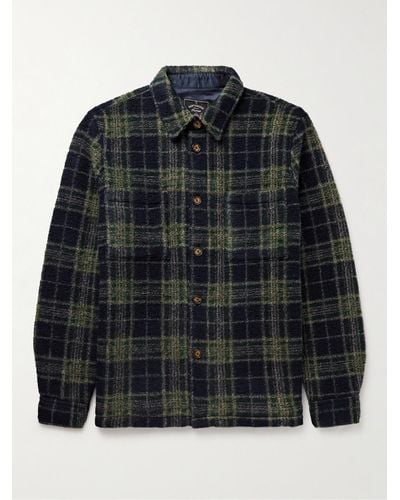 Portuguese Flannel Checked Fleece Overshirt - Black