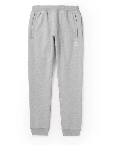 adidas Originals Essentials Tapered Logo-embroidered Cotton-blend Jersey Sweatpants - Gray