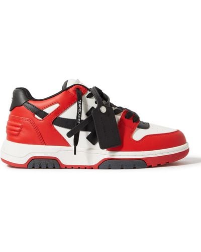 Off-White c/o Virgil Abloh Men Out Of Office Calf Leather Sneakers - Red
