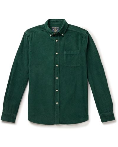 Portuguese Flannel Lobo Button-down Collar Cotton-corduroy Shirt - Green