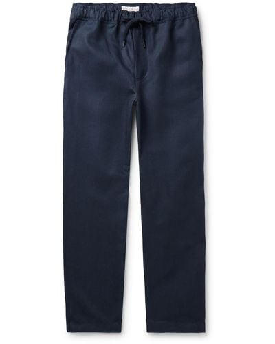 Derek Rose Sydney 2 Slim-fit Linen Drawstring Pants - Blue