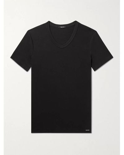 Tom Ford Schmal geschnittenes T-Shirt aus Stretch-Baumwoll-Jersey - Schwarz