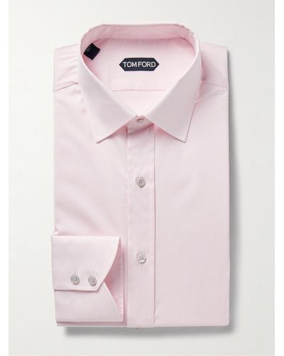 Tom Ford Schmal geschnittenes Hemd aus Baumwollpopeline - Pink