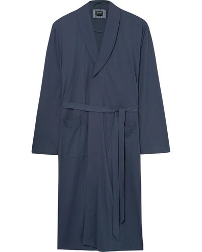 Hanro Night And Day Cotton Robe - Blue
