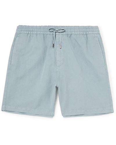 MR P. Cotton And Linen-blend Twill Drawstring Shorts - Blue