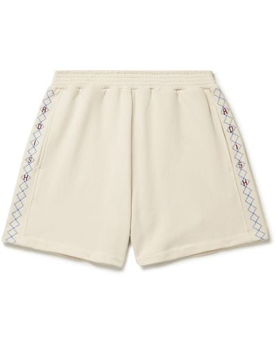 Adish Wide-leg Logo-embroidered Cotton-jersey Drawstring Shorts - Natural