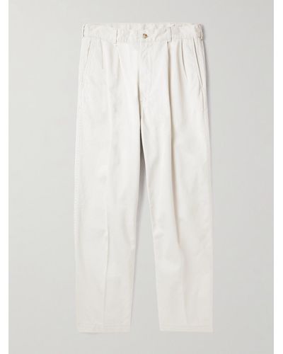 Orslow Two Tuck Wide-leg Cotton-twill Pants - White