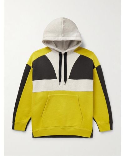 Isabel Marant Wasil Colour-block Logo-embroidered Cotton-blend Jersey Hoodie - Yellow