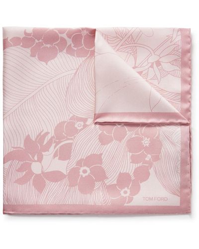 Tom Ford Floral-print Silk-twill Pocket Square - Pink
