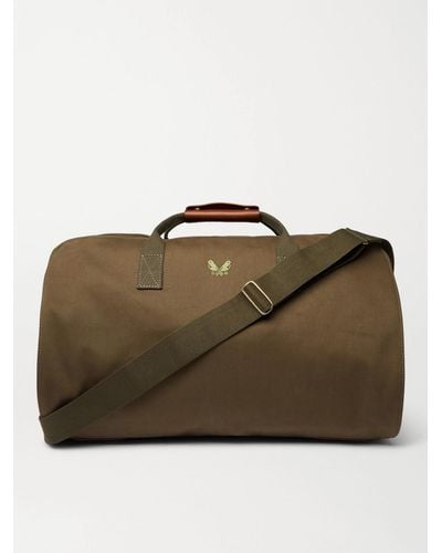 Bennett Winch Leather-Trimmed Cotton-Canvas Suit Carrier and Holdall - Marrone