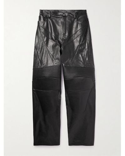 Balenciaga Biker Wide-leg Panelled Leather Trousers - Black