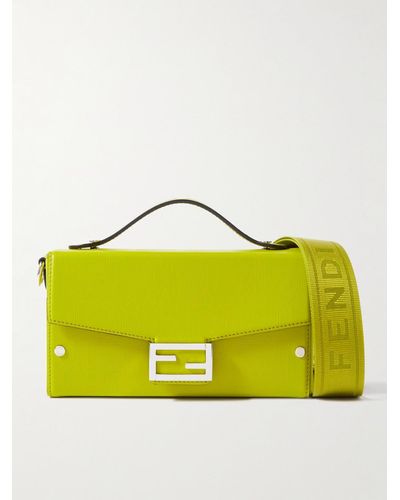 Fendi Soft Trunk Baguette Logo-embossed Leather Messenger Bag - Yellow