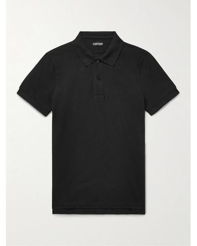 Tom Ford Polohemd aus Baumwoll-Piqué in Stückfärbung - Schwarz