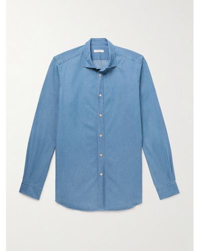 Boglioli Slim-fit Cotton-chambray Shirt - Blue