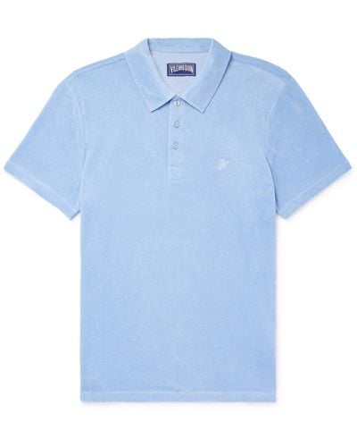 Vilebrequin Phoenix Slim-fit Cotton-blend Terry Polo Shirt - Blue