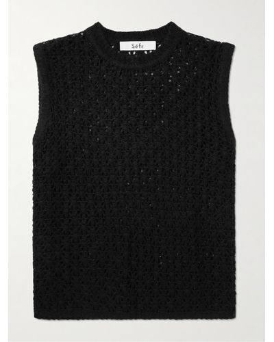 Séfr River Open-knit Cashmere Sweater Vest - Black