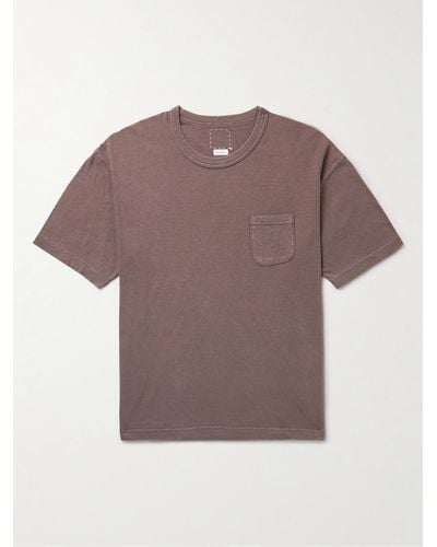 Visvim Jumbo Distressed Garment-dyed Cotton-jersey T-shirt - Brown