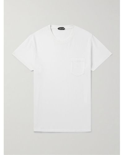 Tom Ford Schmal geschnittenes kaltgefärbtes T-Shirt aus Baumwolle - Weiß