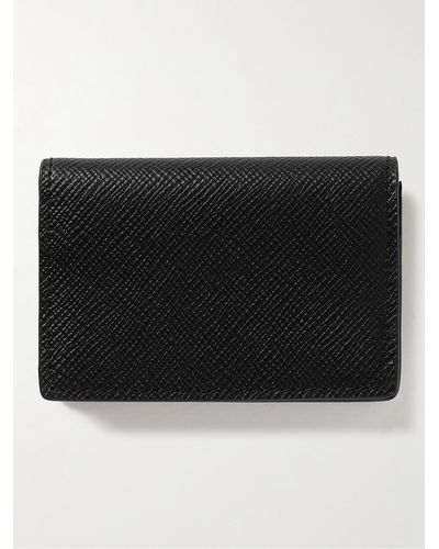 Smythson Panama Cross-grain Leather Bifold Cardholder - Black