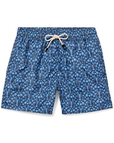 Rubinacci Straight-leg Mid-length Printed Shell Swim Shorts - Blue