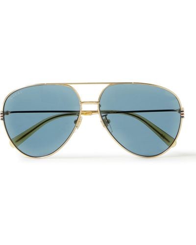 Gucci Aviator-style Gold-tone Sunglasses - Blue