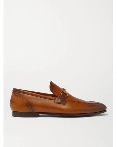 Gucci Jordaan Horsebit Burnished-leather Loafers - Brown