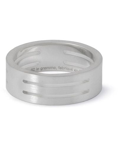 Le Gramme 7g Punched Ribbon Recycled Sterling Silver Ring - Gray