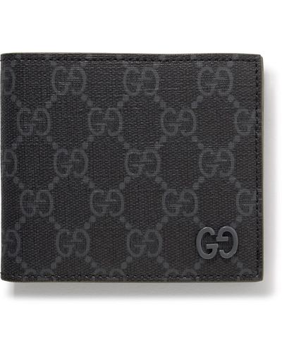 Gucci GG Supreme Monogrammed Coated-canvas And Pebble-grain Leather Billfold Wallet - Black