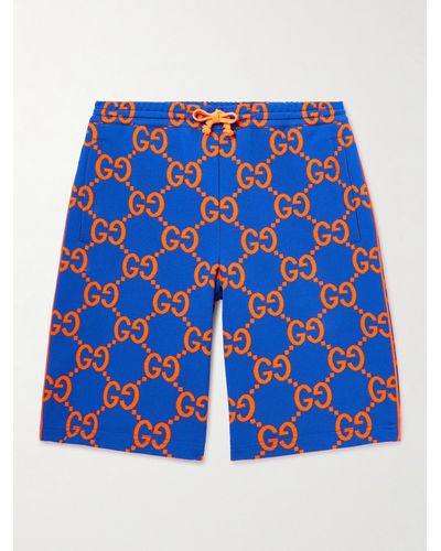 Gucci Weit geschnittene Shorts aus Jacquard-Strick mit Kordelzugbund - Blau