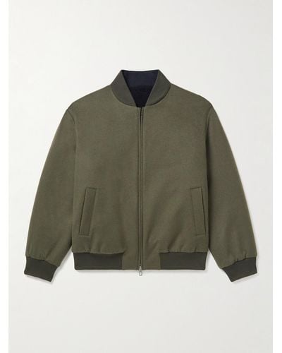 Loro Piana Ivy Reversible Fleece-lined Cashmere Bomber Jacket - Green