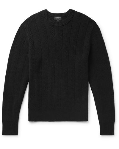 Rag & Bone Durham Herringbone Cashmere Sweater - Black