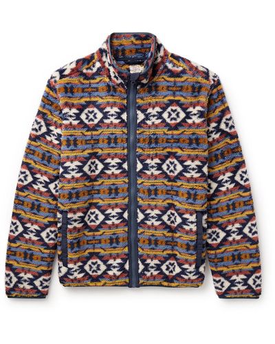 Faherty Printed Recycled-fleece Jacket - Blue