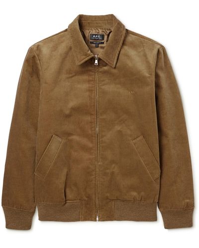 A.P.C. Gilles Logo-embroidered Cotton-corduroy Jacket - Brown