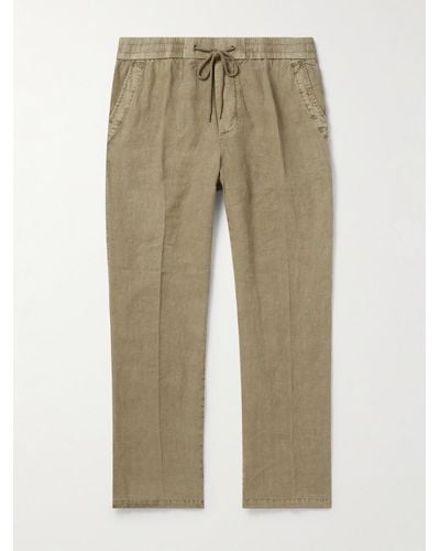 James Perse Straight-leg Garment-dyed Linen Drawstring Trousers - Natural