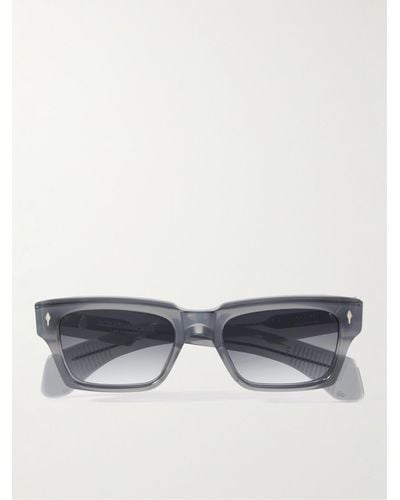 Jacques Marie Mage Ashcroft Rectangular-frame Acetate And Silver-tone Sunglasses - Blue