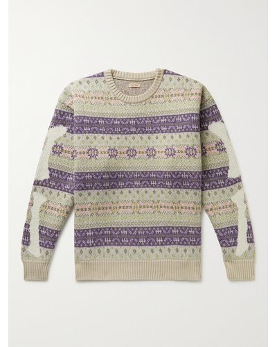 Kapital Intarsia Fair Isle Wool-Blend Sweater - Grau