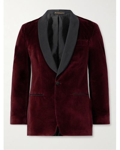 Rubinacci Slim-fit Shawl-collar Cotton-velvet Tuxedo Jacket - Red