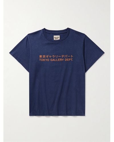 GALLERY DEPT. T-shirt in jersey di cotone con logo e glitter - Blu