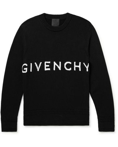 Givenchy 4g Logo-intarsia Cotton Sweater - Black