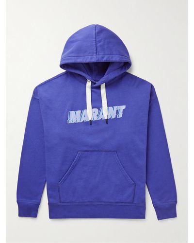 Isabel Marant Flash Logo-print Cotton-blend Jersey Hoodie - Blue
