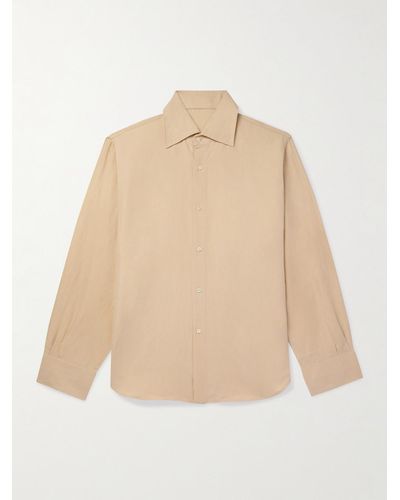 STÒFFA Spread-collar Cotton And Linen-blend Shirt - Natural