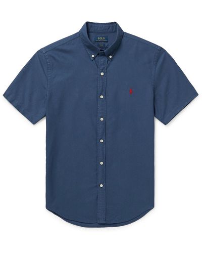 Polo Ralph Lauren Slim-fit Button-down Collar Cotton-chambray Shirt - Blue