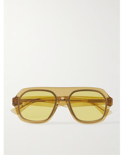 Bottega Veneta Aviator-style Acetate Sunglasses - Yellow